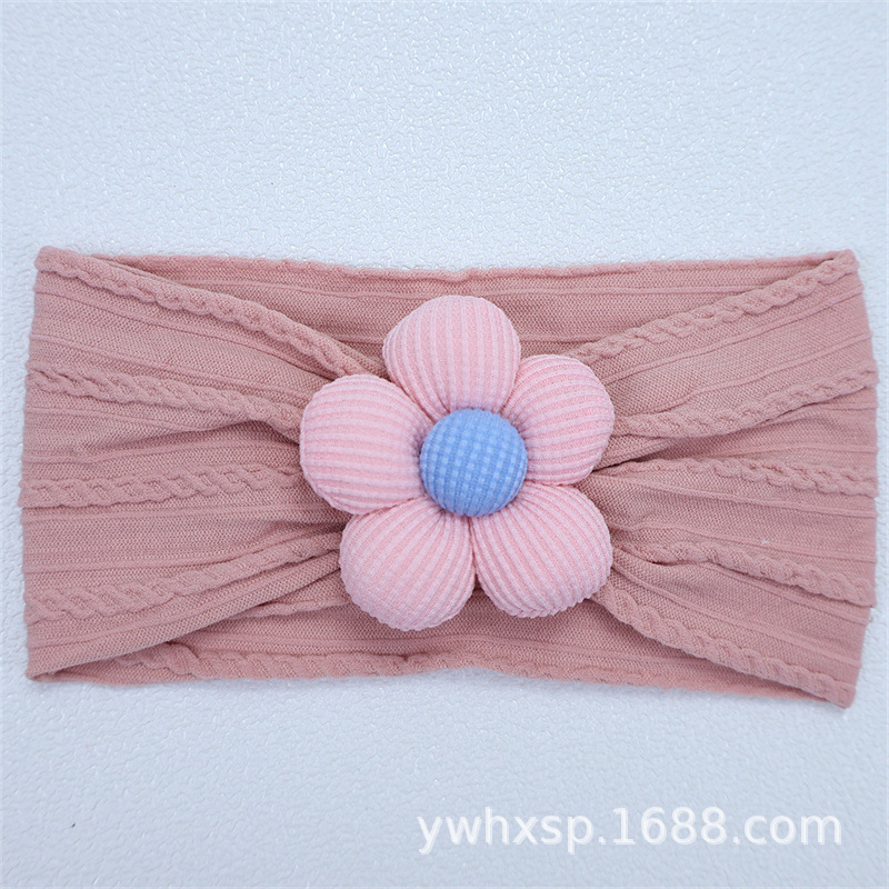 Diadema elástica para bebés, flor de cinco pétalos, accesorio suave para recién nacidas