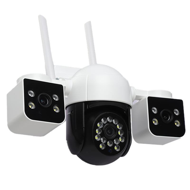 True 3-eye 6MP pan-tilt 360-degree intelligent wireless HD camera day and night full color remote cross-border English foreign trade