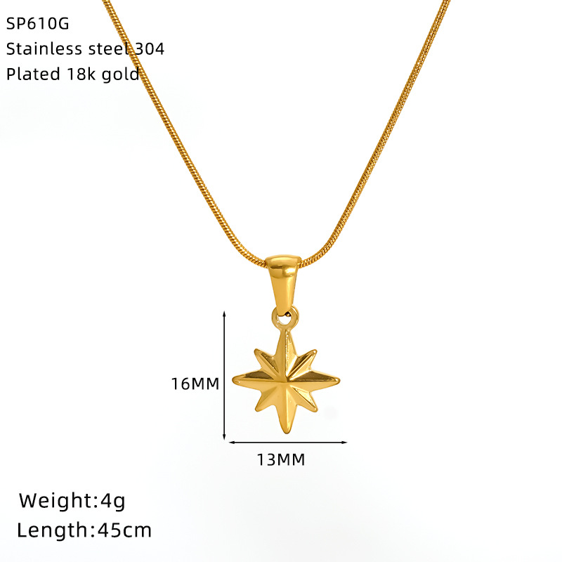 304 Stainless Steel Chain Material snake chain Chain Type Wholesale Jewelry IG Style Sun Star Moon 304 Stainless Steel 18K Gold Plated Plating Pendant Necklace Snake Chain