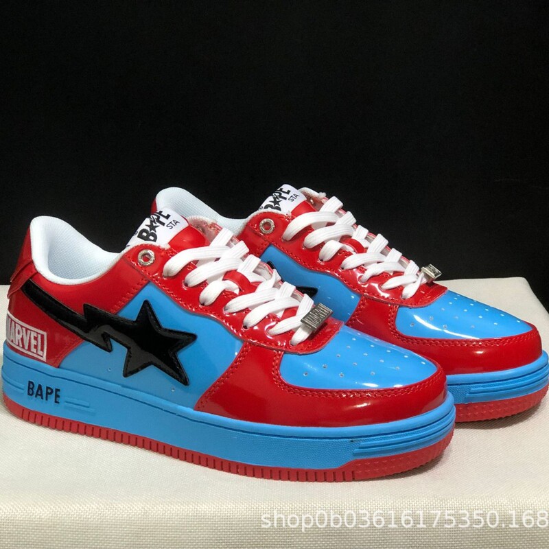 Cross-Border 2025 Original Ape-Head Patent Leather Sneakers with Lightning and Star Design, Low-Top Air Force Sneakers for Men and Women, Factory In-Stock