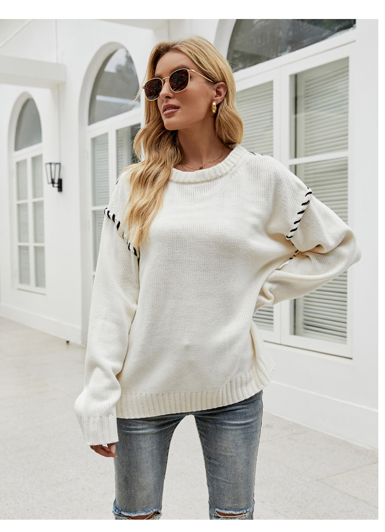 loose long-sleeved knit pullover top nihaostyles clothing wholesale NSYH86765
