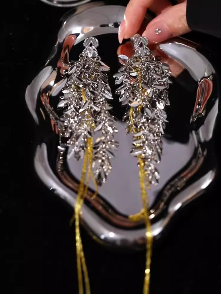 밀이삭 얇은 체인 태슬 30cm [쌍]