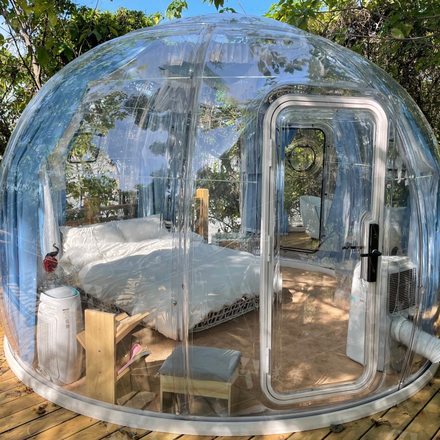 360 grados completamente transparente habitación estrellada Bar comedor Bar café sala de té punto escénico B & B sala de visualización en línea Red Live House