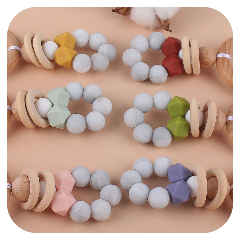 Nuevo bebé suministros DIY creativo Beech anillo mordedura pegamento bebé calmante silicona juguete teether