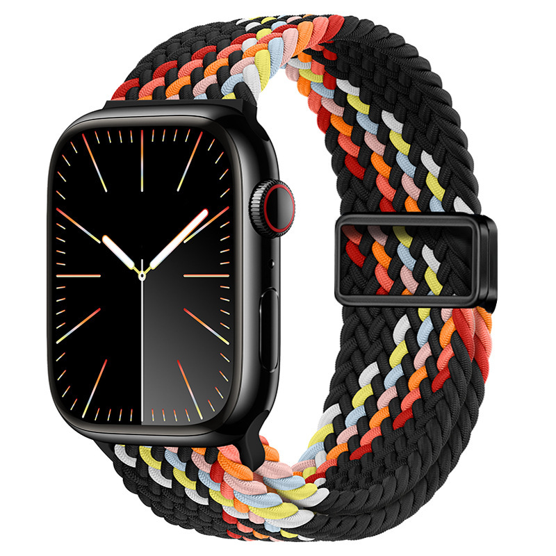 适用ApplewatchS11苹果表带磁吸扣尼龙弹力编织iwatch10手表表带|undefined
