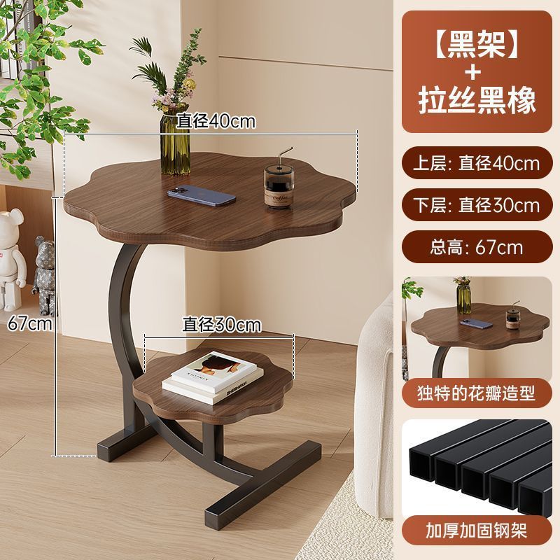 Tendencia de la mesa lateral móvil de color negro de madera pequeña mesa de té sofá sala de estar mesa lateral del dormitorio mesa pequeña de cabezal de cama