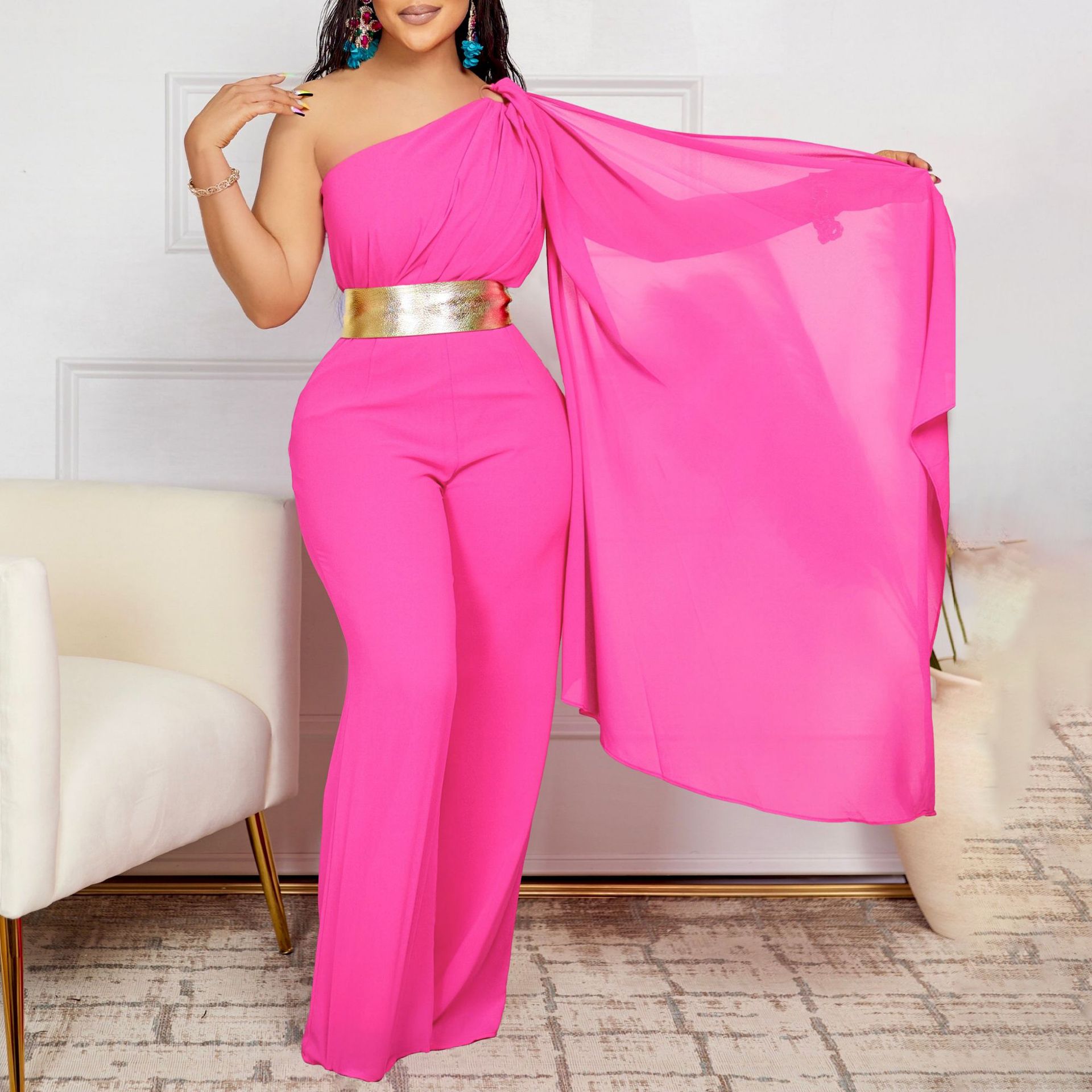 595g Weight Asymmetrical Sleeve Sleeve Length Full Length Pants Length Spandex, Polyester Fabric Type High Waist Waist Line Jumpsuits Pants Type Stretchy Elasticity Bodysuits Tops Type Holiday, Cocktail Party Occasion Slim Fit Type Solid Color Pattern Summer, Spring Season Women's Gender Sexy, Streetwear Style Women's Holiday Cocktail Party Bodysuits Sexy Streetwear Solid Color Full Length Jumpsuits 2