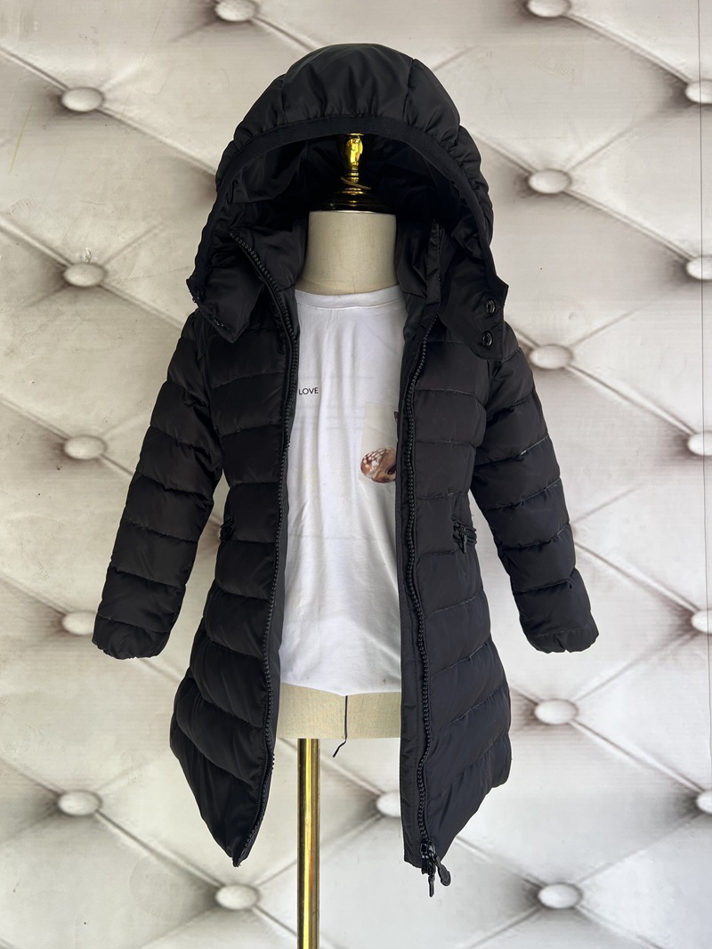 Bērnu apģērbs bērnu dūnu jakas meitenēm, sabiezētas, vidēja un liela izmēra bērnu stilīgas dūnu jakas, vidēja un gara balta pīles dūnas_voghion.com