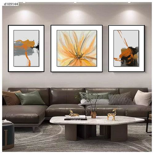 Modern luxury living room decor painting high-end sofa wall art abstract minimalist triptych mural leather embossed texture painting