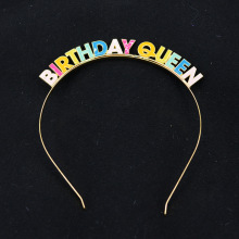 BIRTHDAY QUEEN英文字母彩色发箍彩色蛋糕帽生日派对聚会拍照装饰