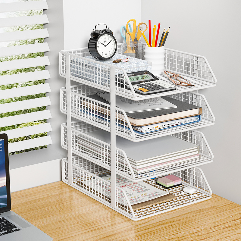 Desk Storage Rack File Storage Box Office Supplies File Rack Desktop Bookshelf Multi-Layer Large Capacity