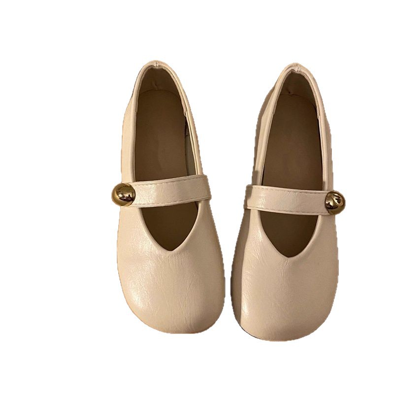 Zapatos franceses superficiales de un solo pie de verano 2026 nuevos zapatos Bean con cabeza redonda plana zapatos Mary Zhen