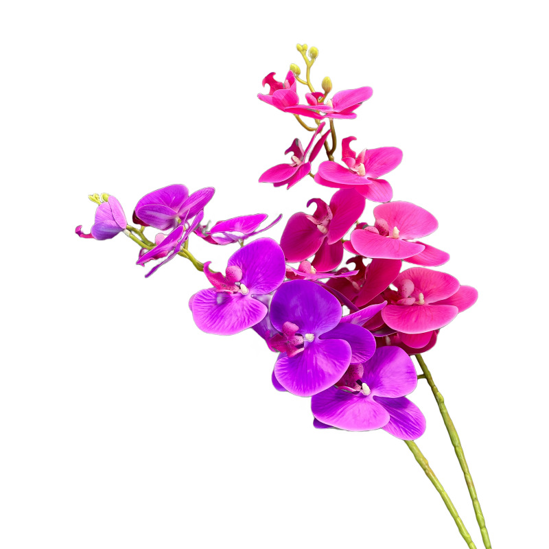 Película de 9 cabezas Phalaenopsis 3D impresión mano-sensación flor artificial boda Home Hotel decoración flor falsa al por mayor