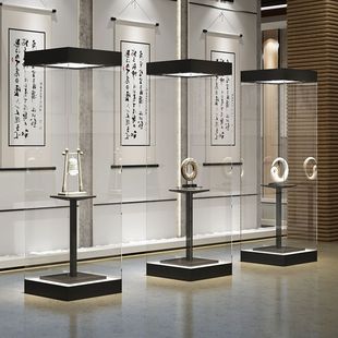 Museum Display Cabinet Antique Porcelain Cultural Relics Craft and Painting Independent Display Cabinet Art Museum Glass Display Counter Display Cabinet