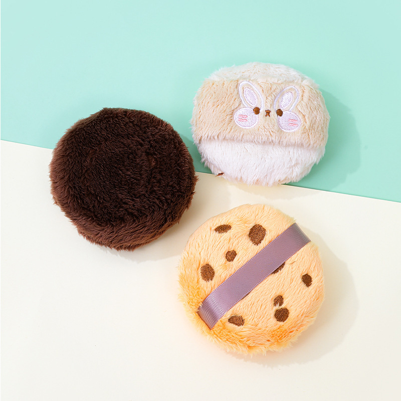 Pequeño oso buen polvo de vello largo no comer polvo para aumentar el grosor blush polvo de maquillaje fijo esponja de maquillaje personalizada mayorista