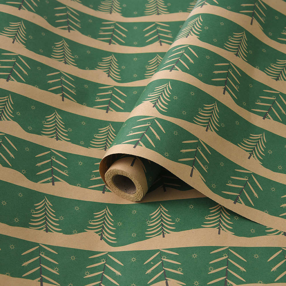 Venta caliente transfronteriza, rollo de gran tamaño, papel de regalo de Navidad, papel kraft retro, papel de regalo de Navidad, papel de regalo