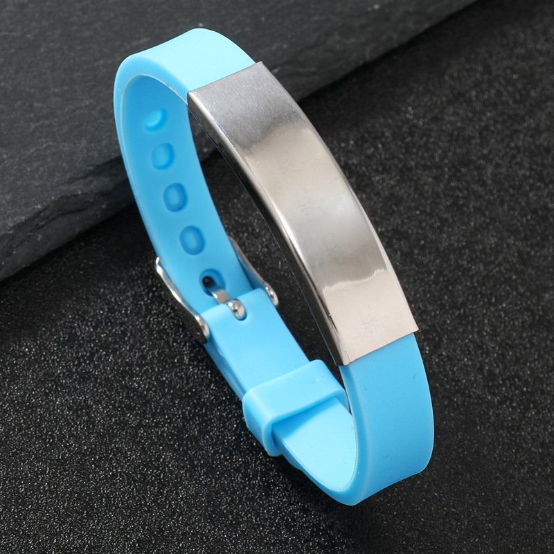 Pulsera de silicona de acero inoxidable transfronterizo pareja multicolor extraíble de acero inoxidable letras LOGO pulsera deportiva de silicona