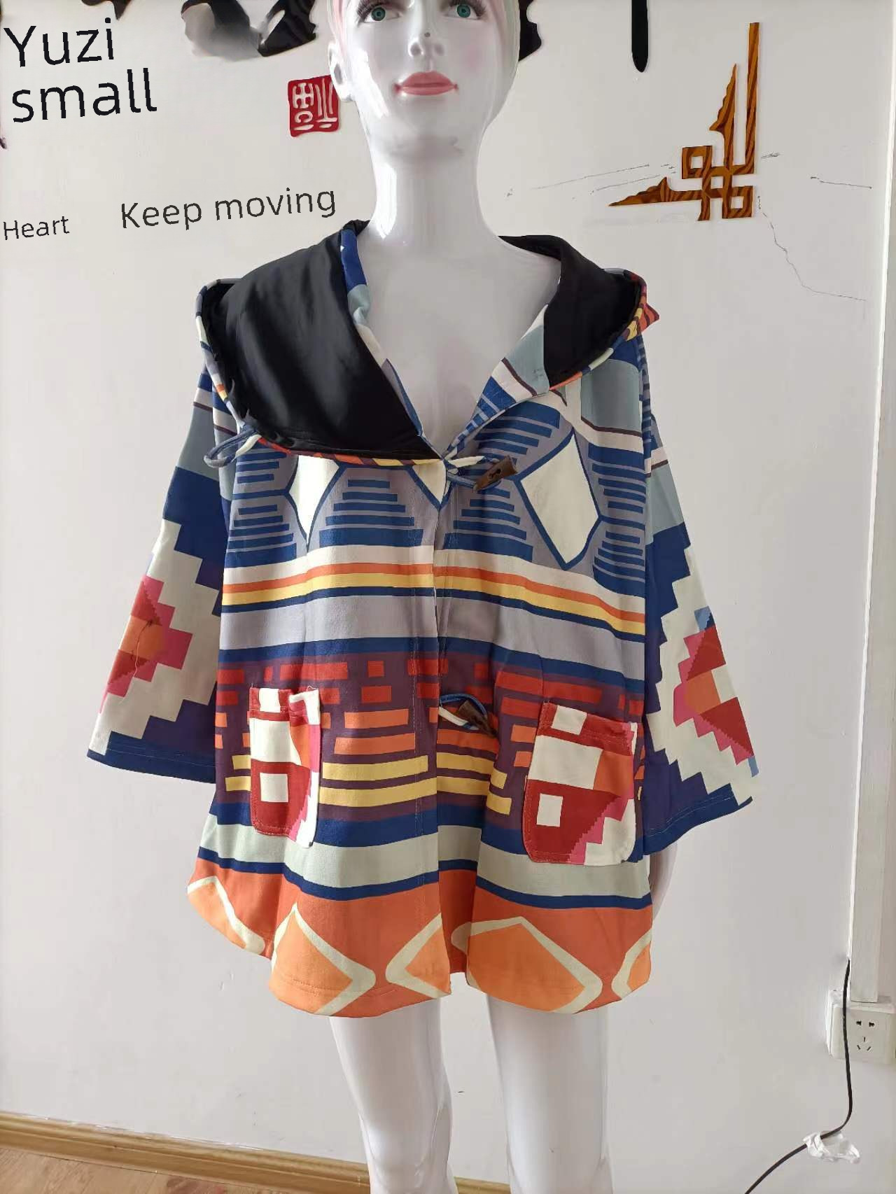 Women's Vintage Printed Woolen Coat For Autumn And Winter_voghion.com