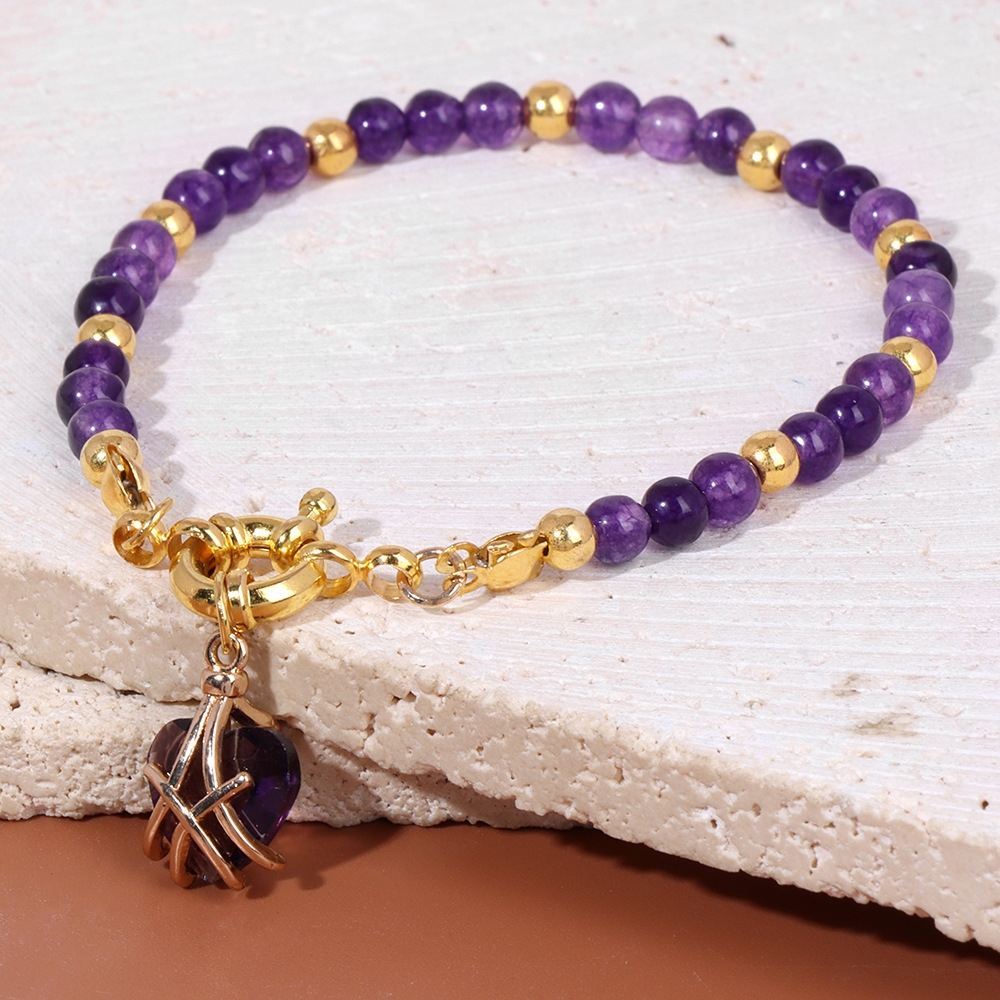 natural stone Material Elegant Heart Shape Natural Stone Beaded Bracelets