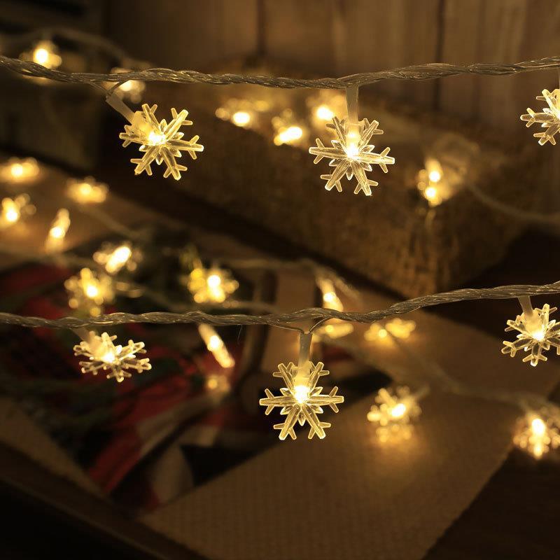 Duofou nueva cadena de lámparas de copo de nieve LED transfronterizas caja de baterías decoración de festividades luces de bodas de colores estrella de Navidad