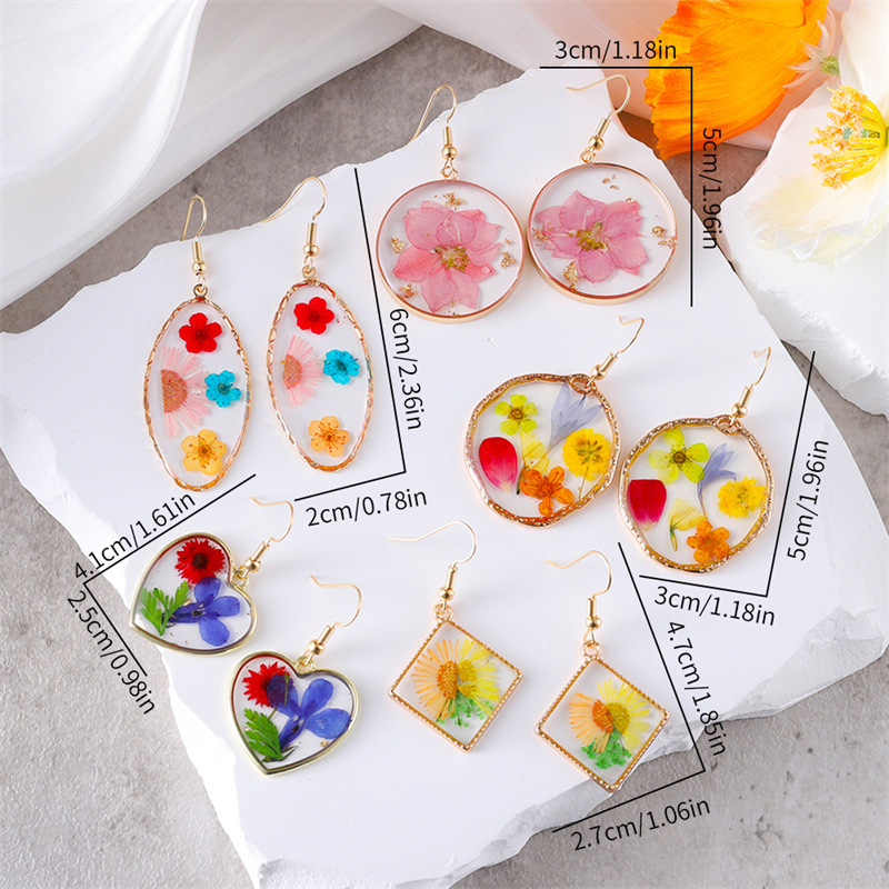 15g Weight Zinc Alloy Ear Needle Material Drop Earrings Classification 1 Pair Quantity Casual Occasion Zinc alloy Material Floral Pattern Unisex Gender Epoxy Design Pastoral, Simple Style Style 1 Pair Pastoral Simple Style Floral Epoxy Zinc Alloy Drop Earrings 无