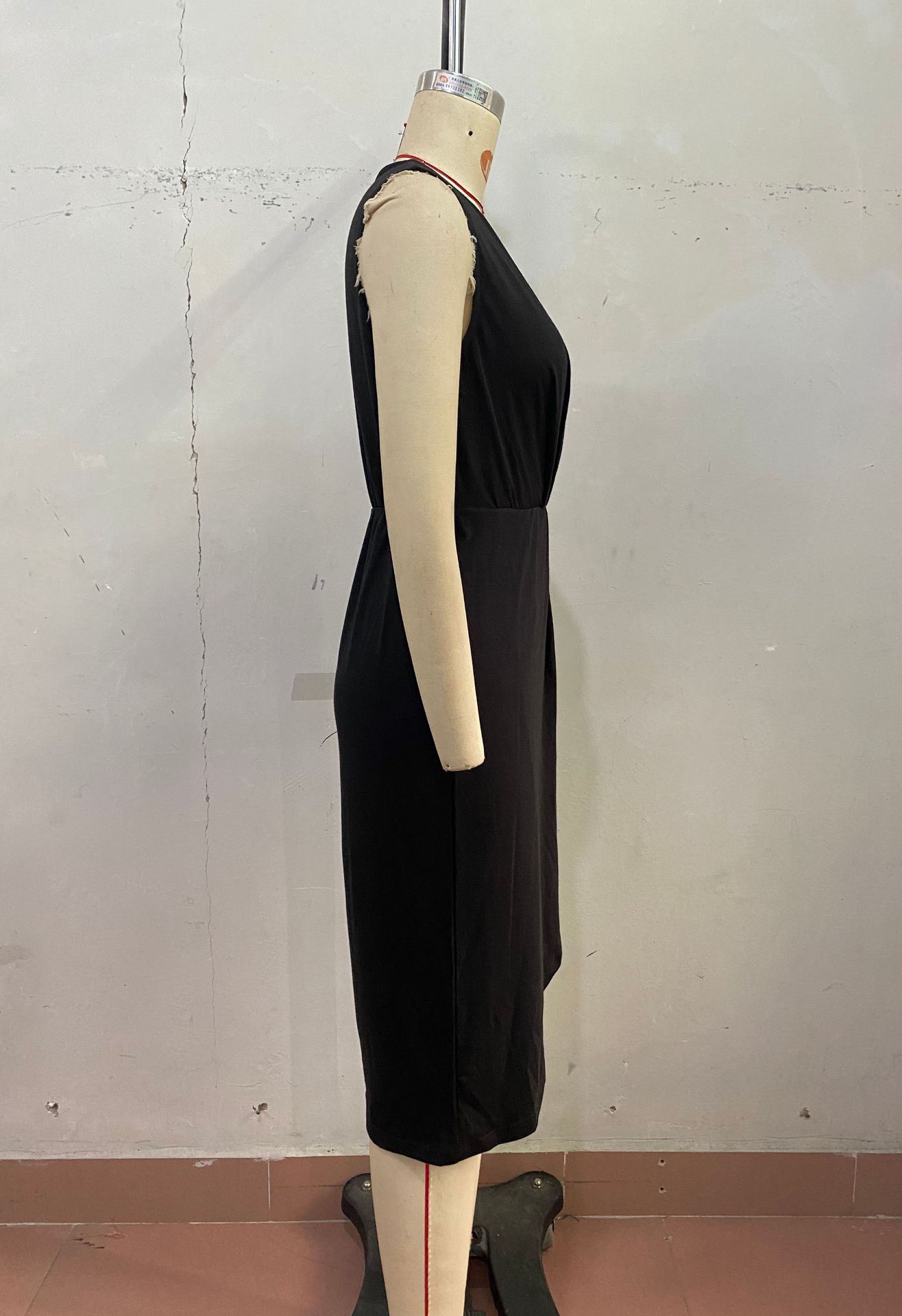 Woomen Elegant Party Slim Black Sleeveless V neck Split Dress