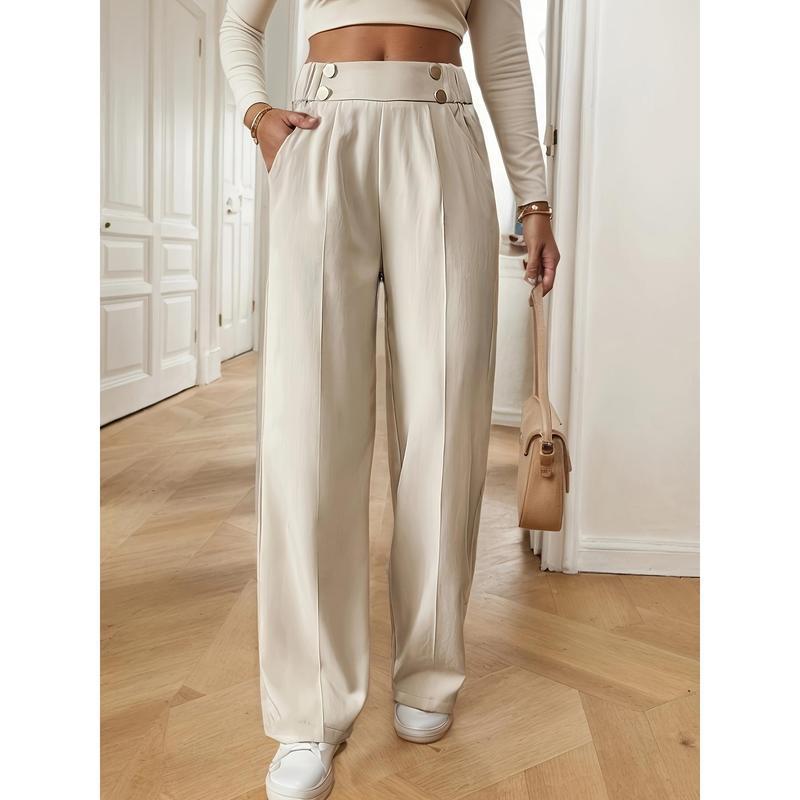 Elegant French Inspired Straight Leg Office Pants for Women
