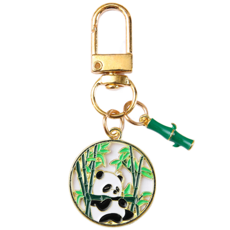 New Cute Panda Metal Keychain Cartoon Cute Funny Panda Key Chain Pendant Men and Women Bag Pendant