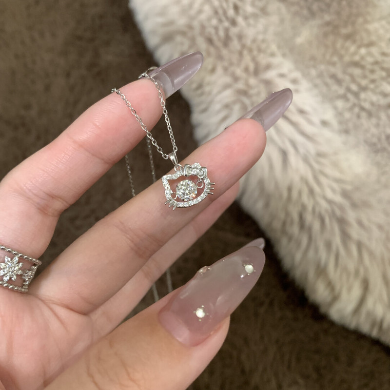 小红书爆款Kitty猫项链女甜美可爱锁骨链送闺蜜女友时尚气质吊坠|undefined
