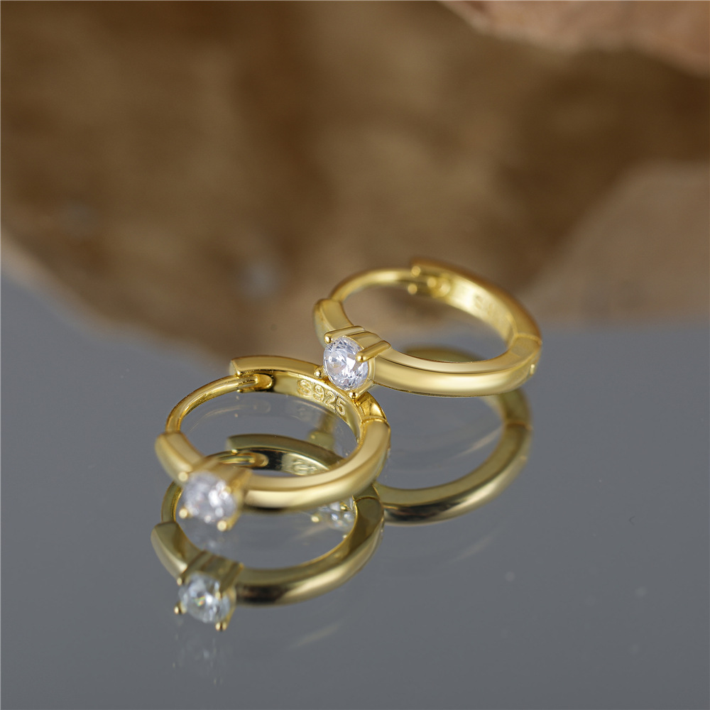 925 Sterling Silver Material 1 Pair 925 Sterling Silver Zircon Geometric Sleeper Earrings  Earrings