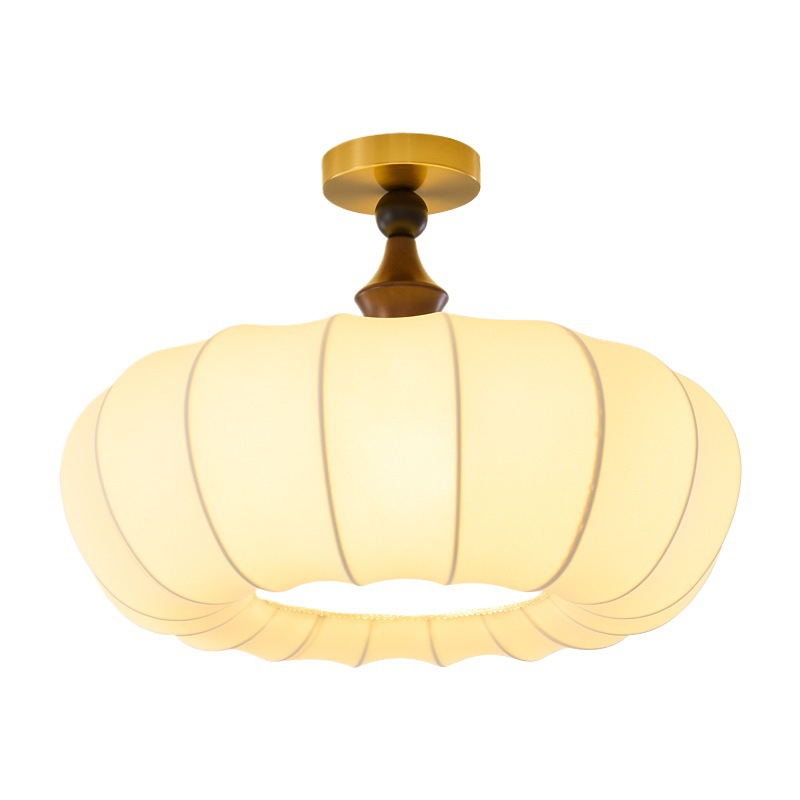 Lámpara de techo de dormitorio de estilo medio, tela de red de red, minimalista moderno, retro americano, sala de libros de alta gama, lámpara Zhongshan