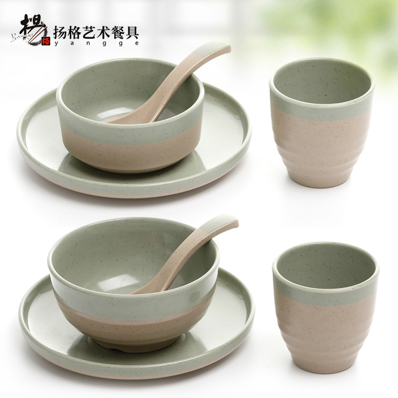 Yangge Melamine Small Bowl Imitation Porcelain Tableware Four-Piece Set Restaurant Hotel Rice Bowl Flavor Dish Soup Bowl Plate Spoon Cup Tableware Set Yangge Melamine Small Bowl Imitation Porcelain Tableware Four-Piece Set Restaurant Hotel Rice Bowl Flavor Dish Soup Bowl Plate Spoon Cup Tableware Set