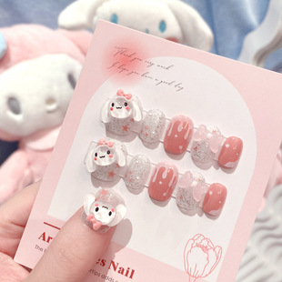 Fake nail nail nail patch cute Yugui dog bow knot wear nail finished patch wear nail wholesale A51