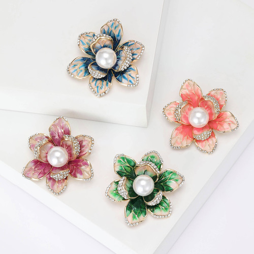 New Fashion Minimalist Elegant Enamel Droplet Oil Begonia Flower Brooch High-end Atmospheric Floral Dress Accessories Anti-lift Pin