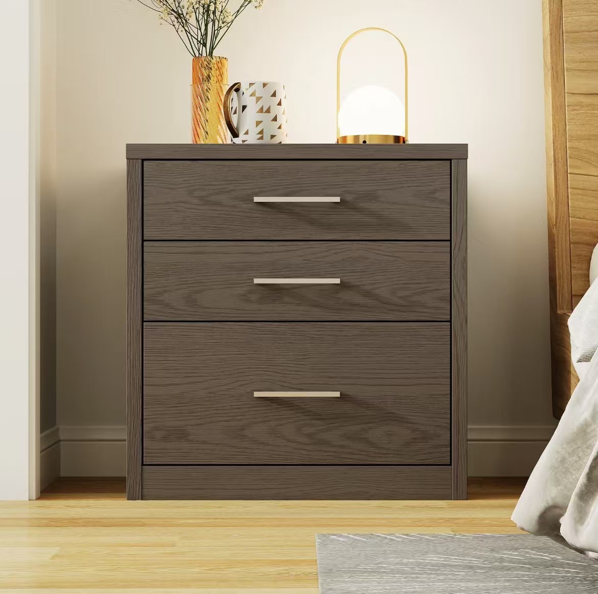 Nuevo comercio exterior con dos cajones ocultos mesas de cabecera pequeñas, mesas de cabecera de dormitorio modernas medievales,