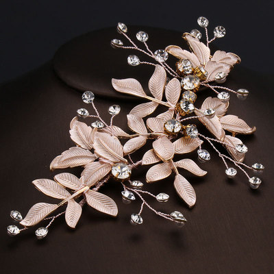European style manual alloy Rhinestone Headdress bride Wedding dress Accessories wedding modelling Flower leaf collocation Hairdressing new pattern