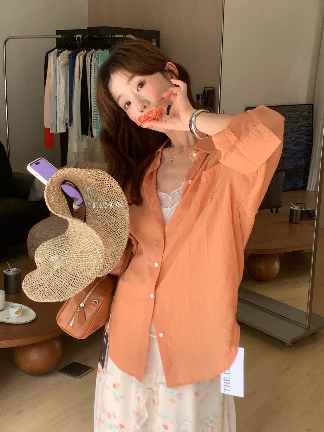 Áo sơ mi nữ tay dài chất liệu tencel phong cách lười biếng ấm áp — Vàng nhạt, xanh lam, Xanh lá cây nhạtcolor, màu hồng chi tiết 30