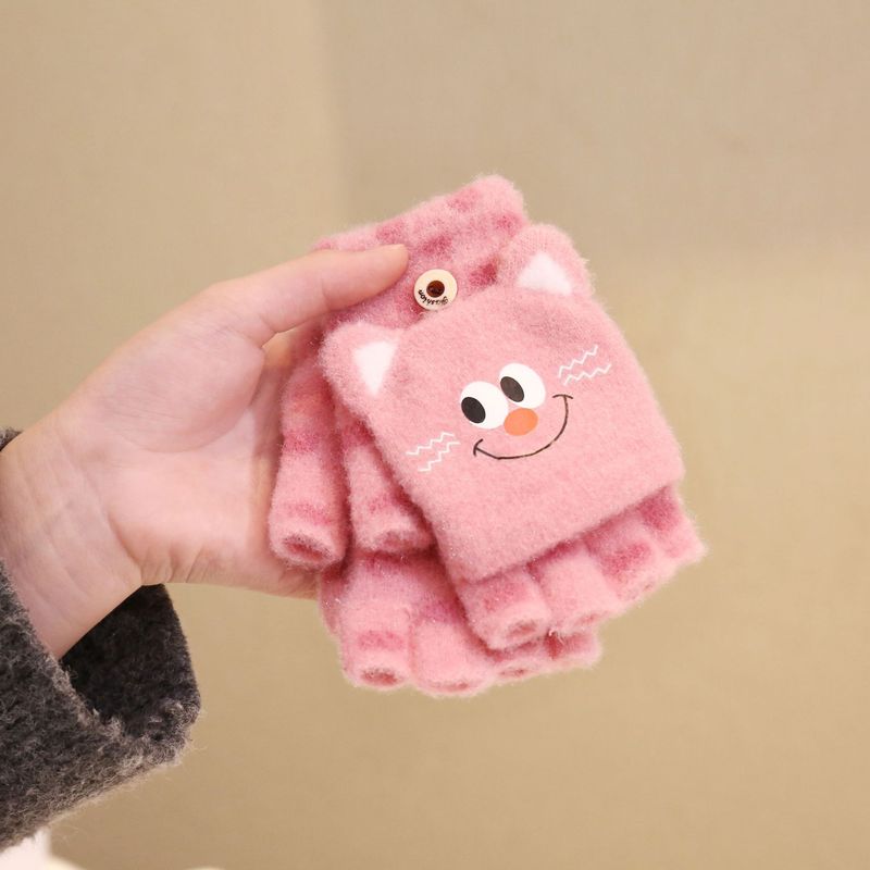 子供用カバー手袋冬の男女子供のかわいいアニメぬいぐるみは、凍結防止防寒保温ニット手袋を厚くしている|undefined