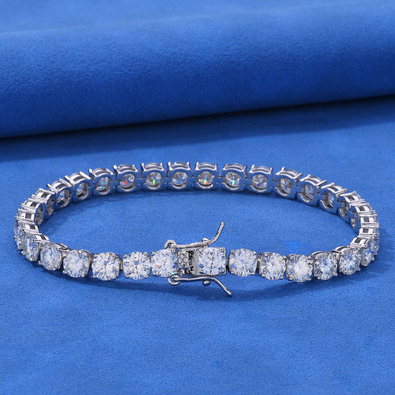 European and American Cross-Border Spring Buckle Single Row Diamond Zircon Tennis Chain Hip-Hop Men's Bracelet Light Luxury High-End Jewelry Customization