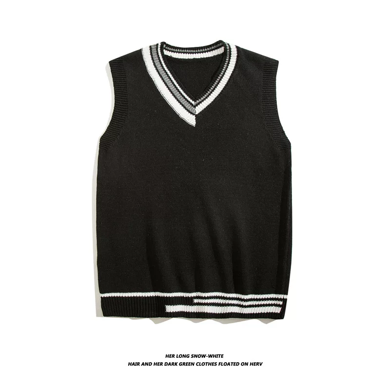 Brand vest for men and women, autumn knitted trend sweater for beloved, Korean style, V-neckline