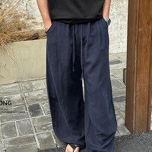 【ST·Shen】莱赛尔天丝亚麻情侣裤松弛垂感休闲拖地弯刀裤男女82