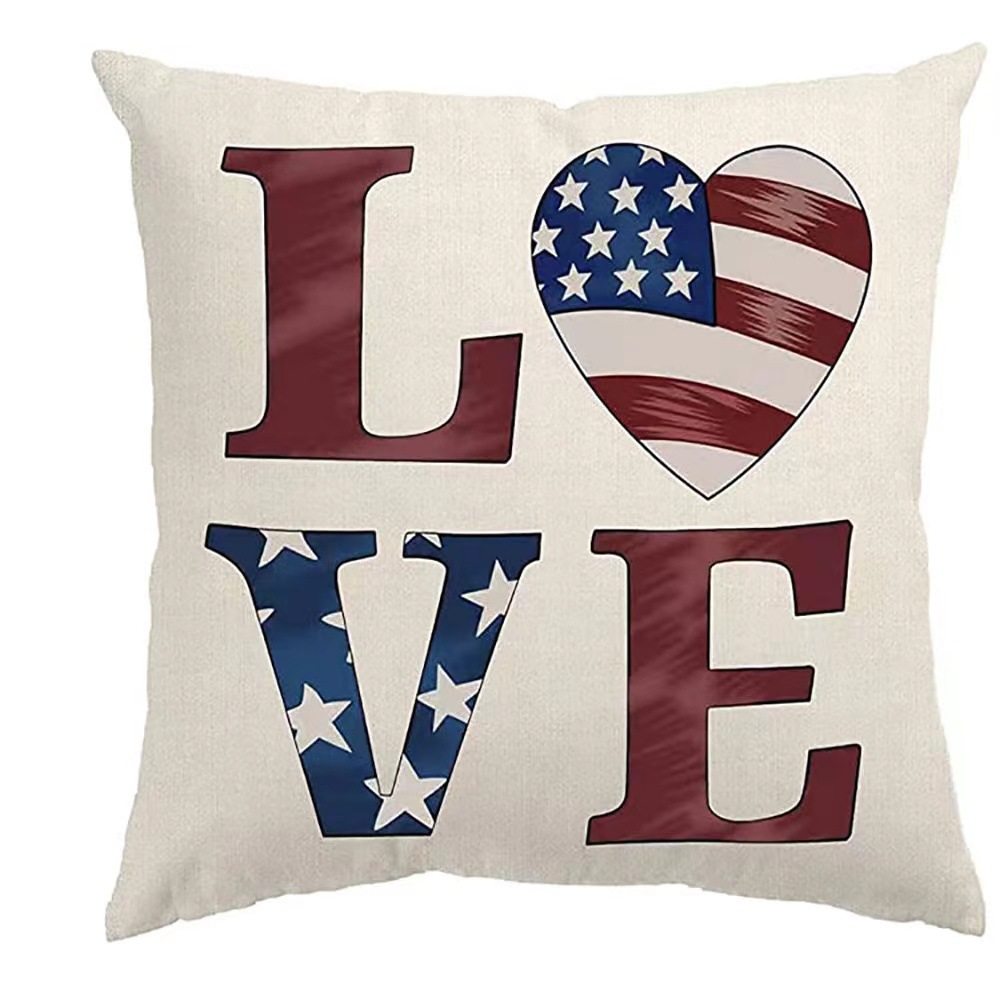 Transfronterizo Día de la Independencia de Amazon impresión lino almohada funda aniversario para celebrar el hogar vestido almohada funda mayorista