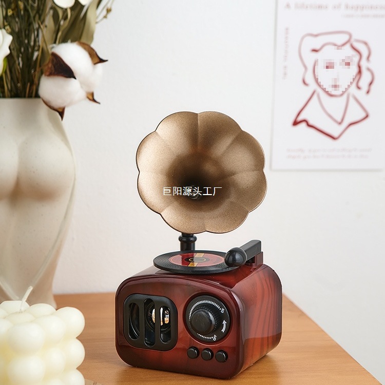 Adornos de gramófono retro americano, objetos antiguos nostálgicos, estantería de música pequeña, caja de música de escritorio, decoración del hogar
