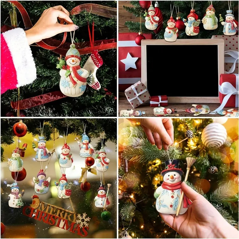 クリスマスセット木製雪だるまクリスマス装飾雪だるま像ひも付きクリスマスツリー装飾ストラップ|undefined