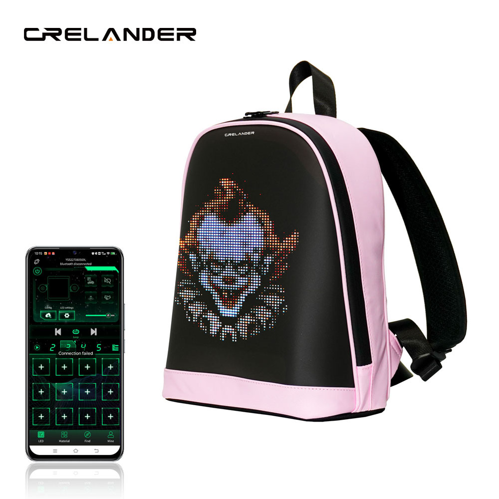 Mochila LED de Píxeles para Mujer de PU Resistente al Desgaste para Viajes de Ocio