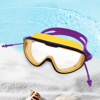 成人高清防雾游镜大框护目镜耳塞一体潜水镜防水游泳 泳镜批发
