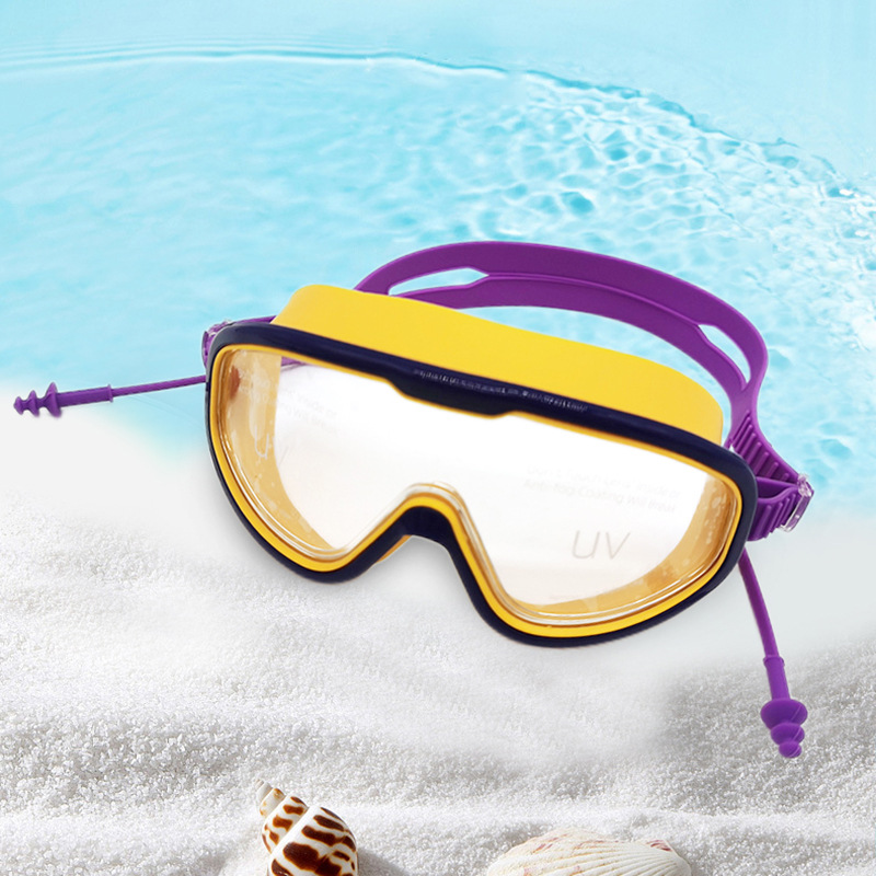 成人高清防雾游镜大框护目镜耳塞一体潜水镜防水游泳 泳镜批发
