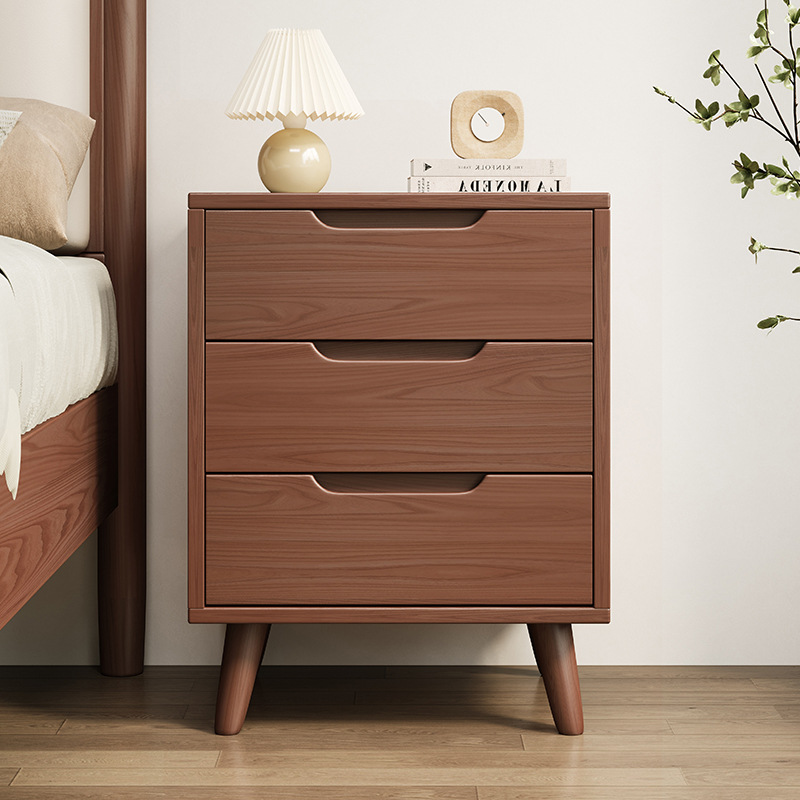 Mesita de noche nórdica de madera maciza, armario de almacenamiento moderno para dormitorio totalmente equipado, mesita de noche de estilo japonés, pequeño apartamento