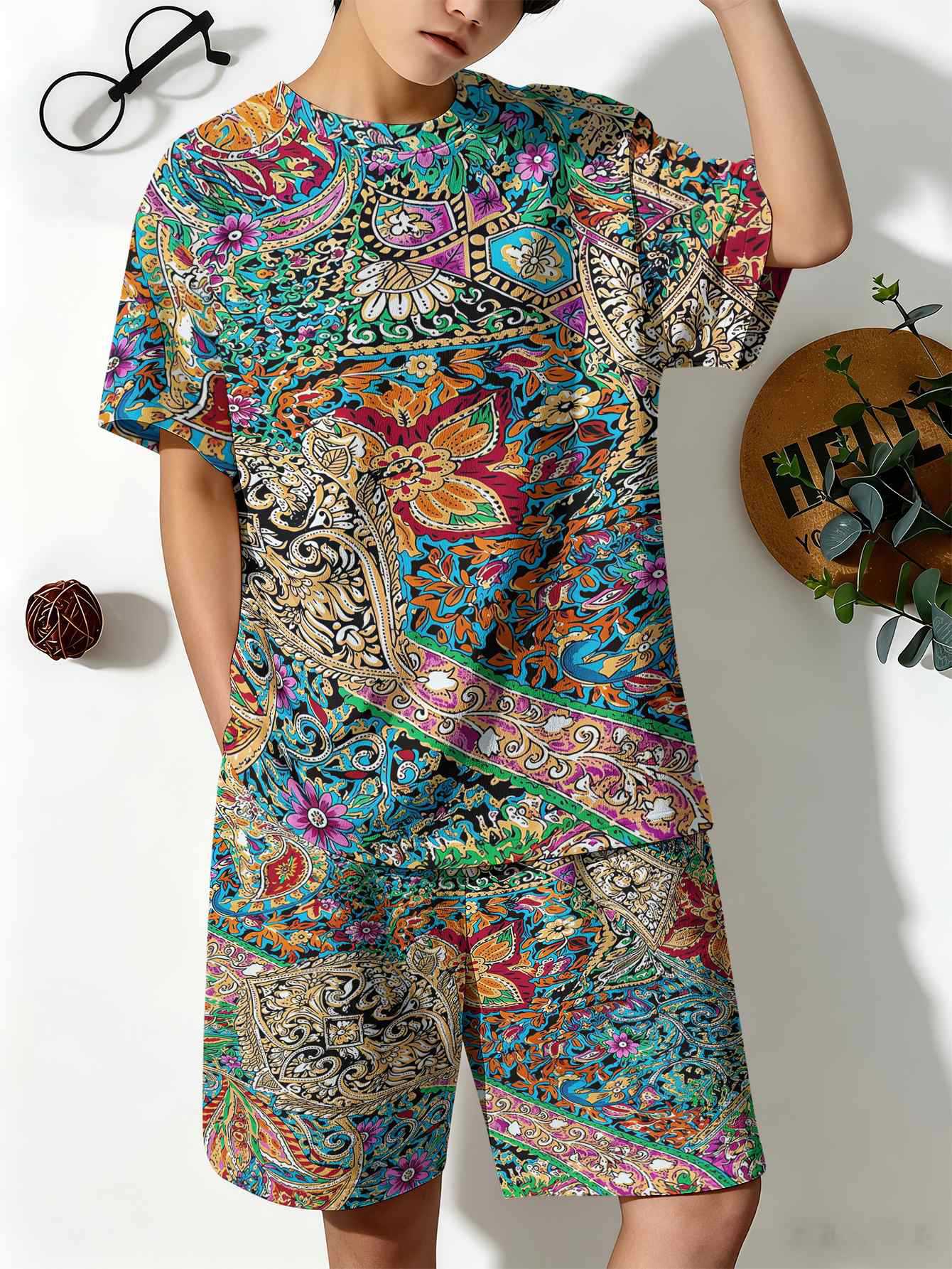 Ensemble t-shirt et short pour garçon avec imprimé 3d_voghion.com