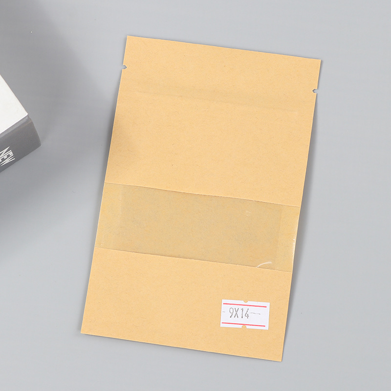 Spot bolsa de papel kraft con ventana transparente bolsa de embalaje de alimentos autosellada autoportante bolsa de té sellada de ocho lados fácil de rasgar